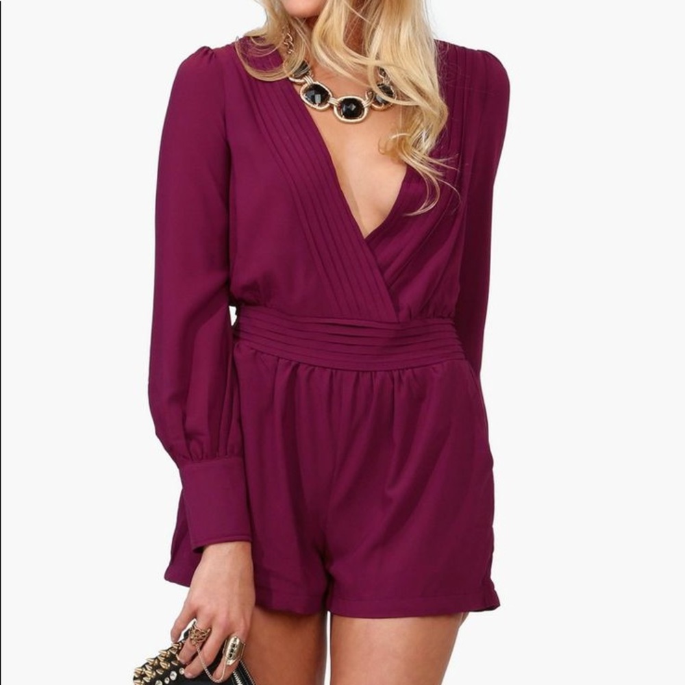 Burgundy Long Sleeve Romper